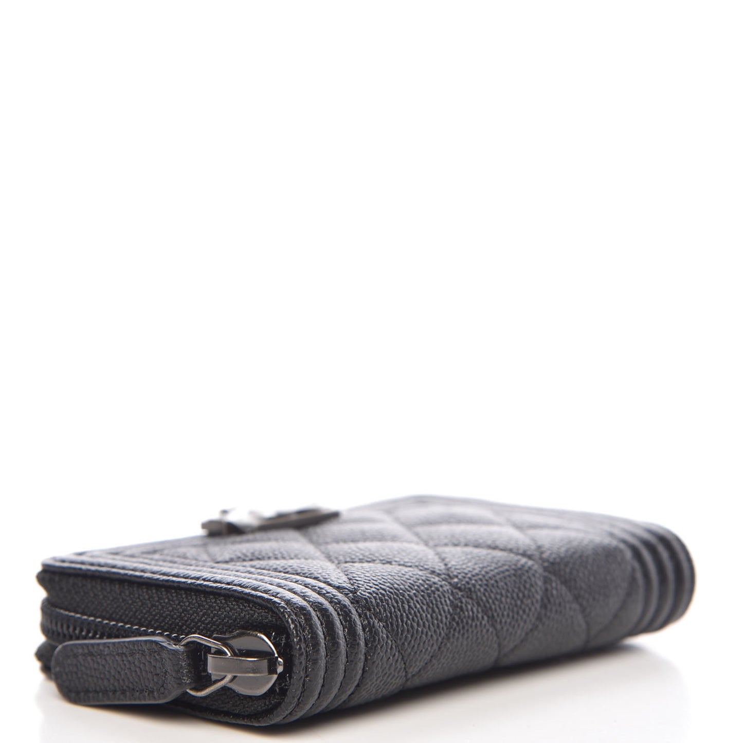 Caviar Quilted Boy Zip Around Coin Purse Black
