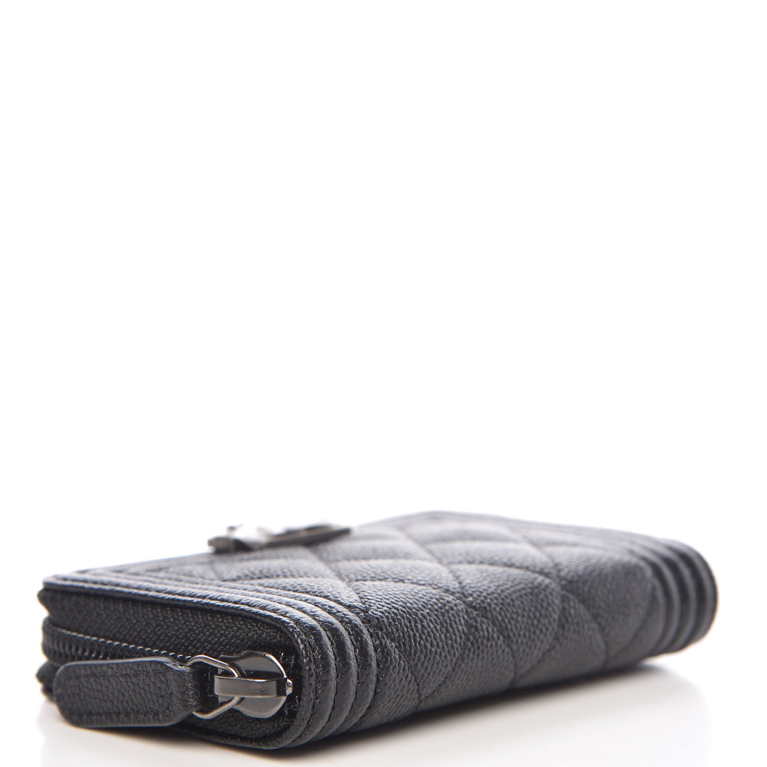 Chanel Caviar Quilted Boy Zip Around Coin Purse Black 4 of 11