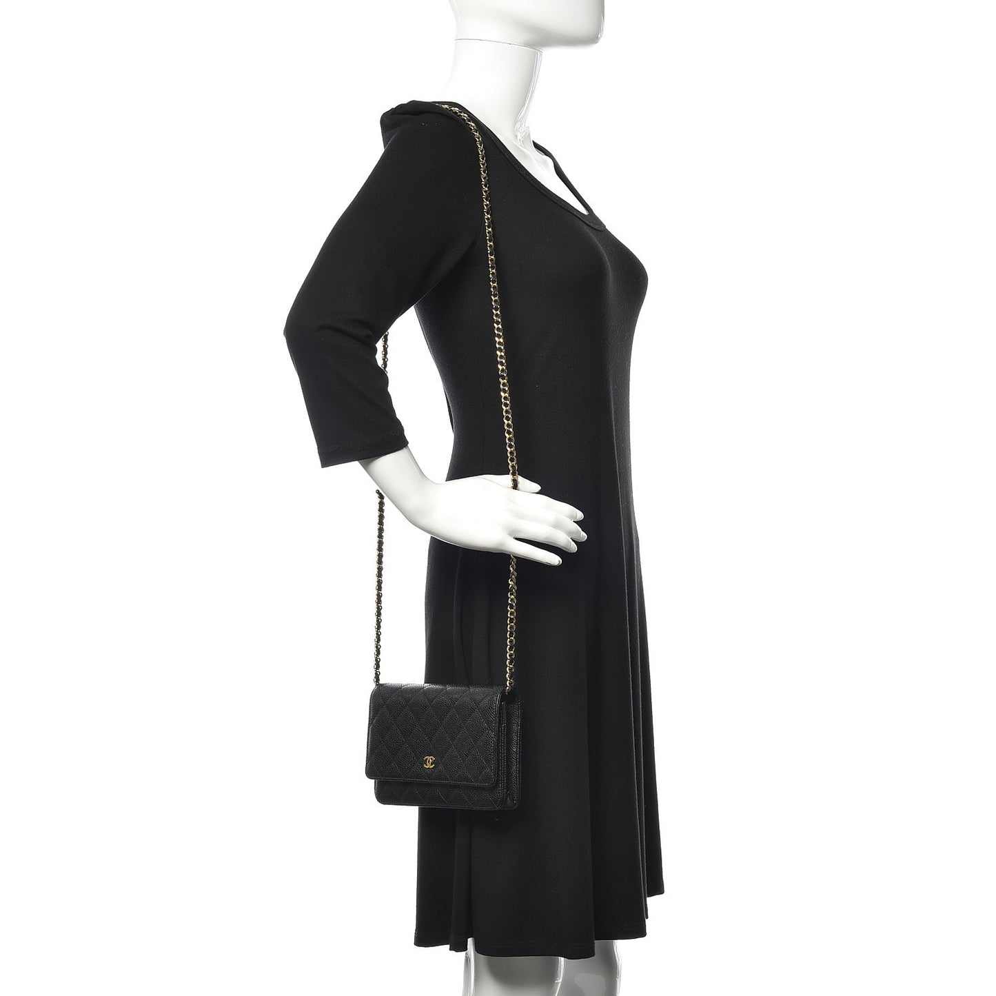 Caviar Quilted Wallet On Chain WOC Black