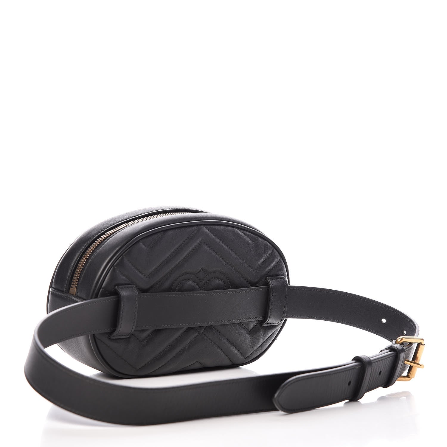 Gucci Calfskin Matelasse GG Marmont Belt Bag 95 38 Black 3 of 10