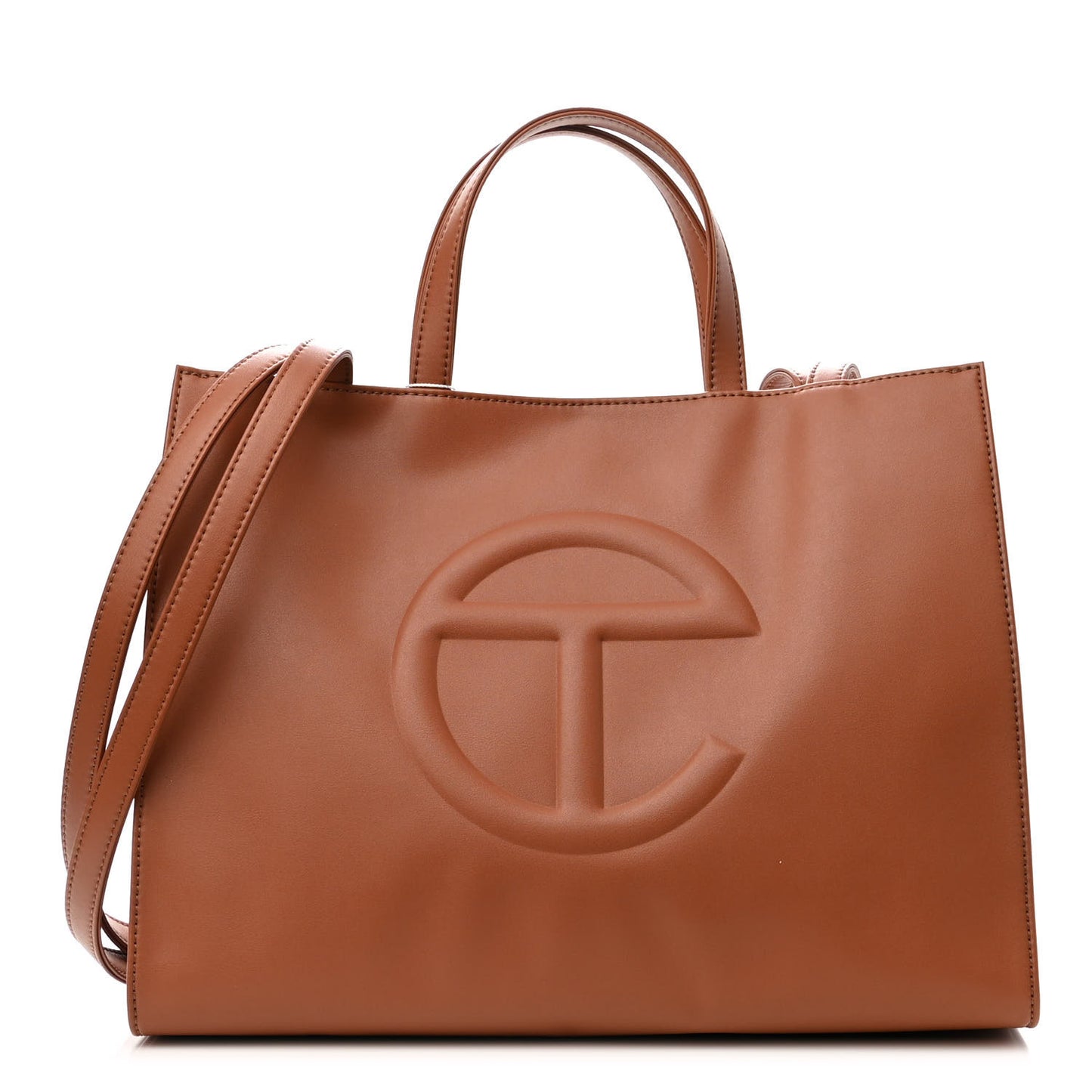 Vegan Leather Medium Shopping Bag Tan