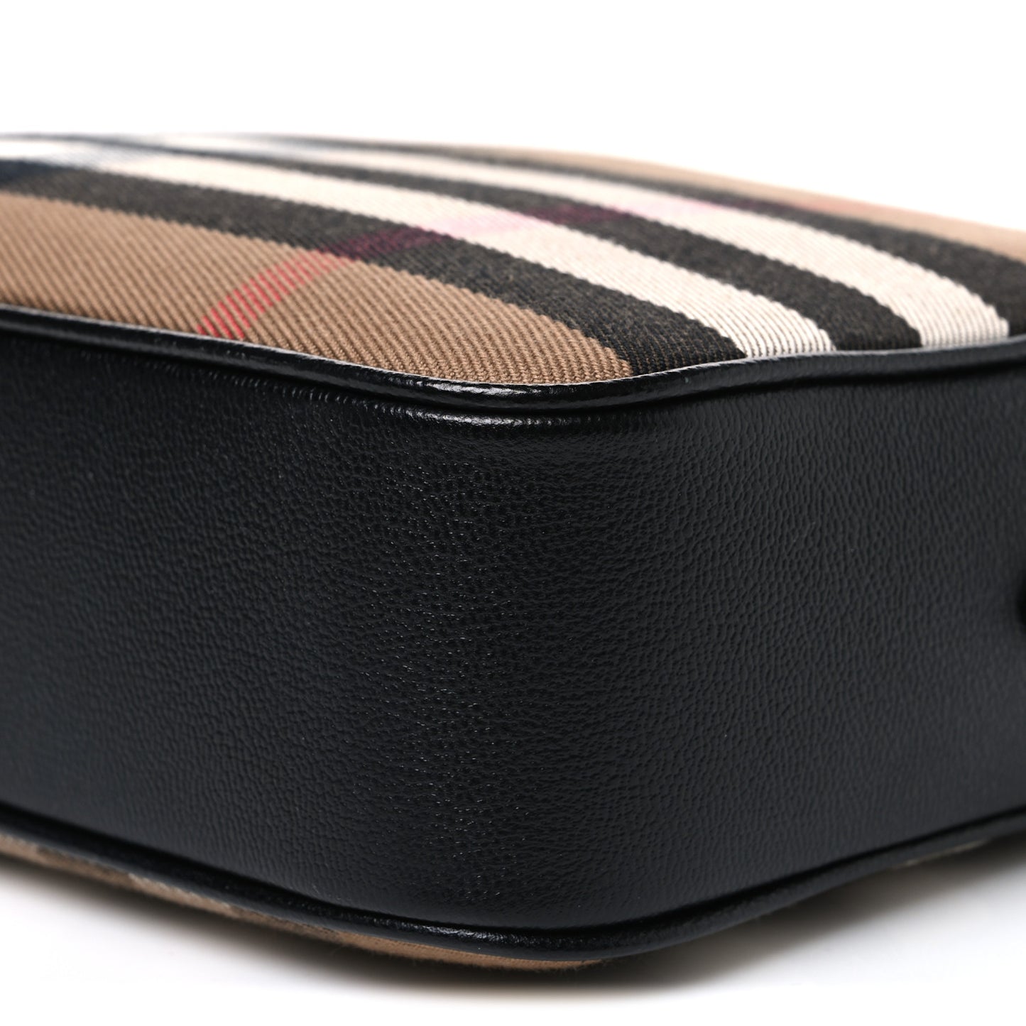 Giant Check Calfskin Large Camera Bag Black