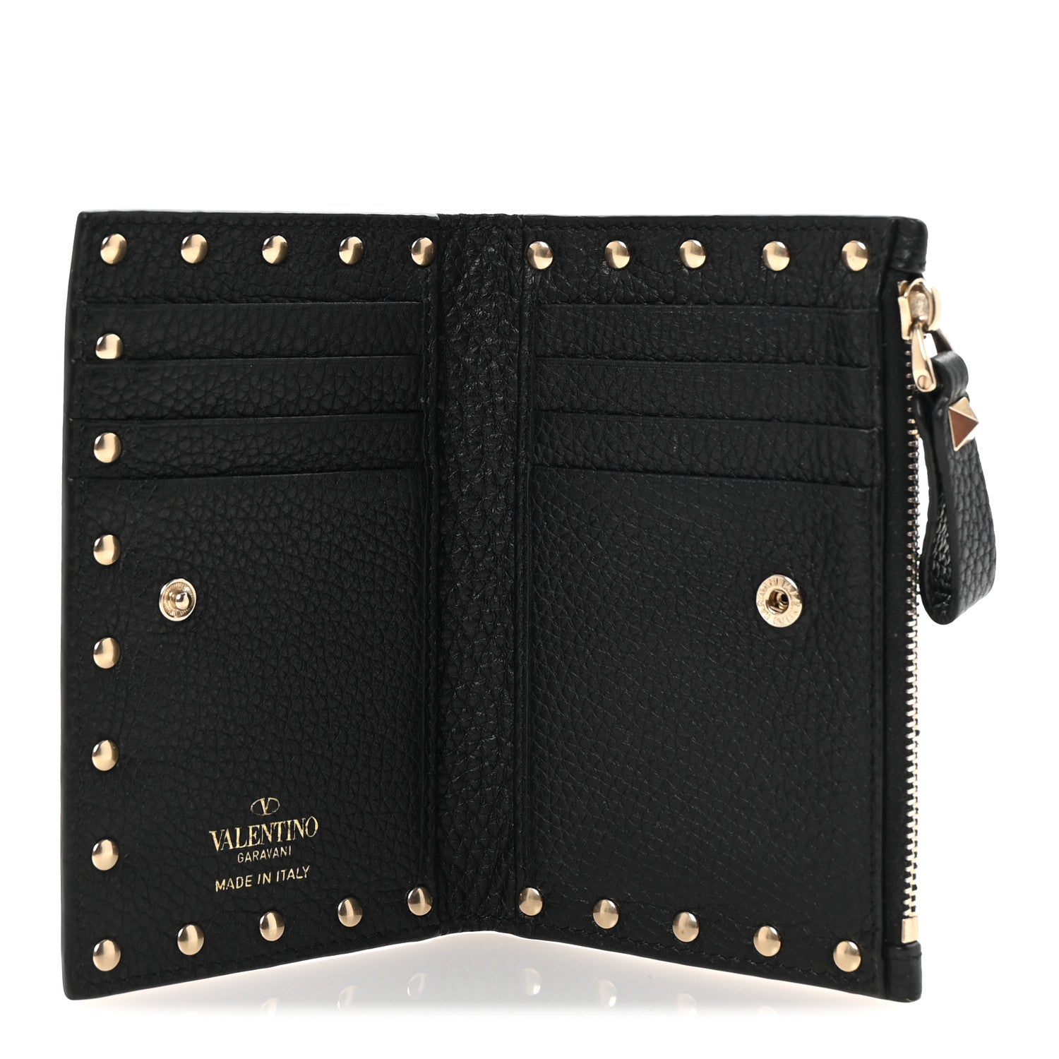 Valentino Garavani Grainy Calfskin Rockstud Coin Purse Card Holder Black 5 of 7