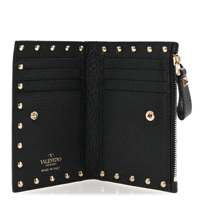 Valentino Garavani Grainy Calfskin Rockstud Coin Purse Card Holder Black 5 of 7