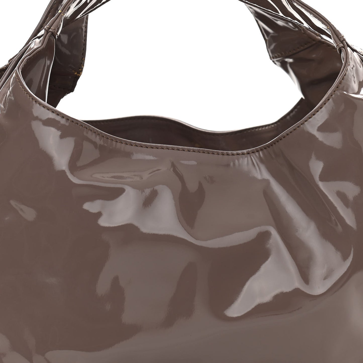 Patent Lacca Large Nuage Bow Hobo Brun