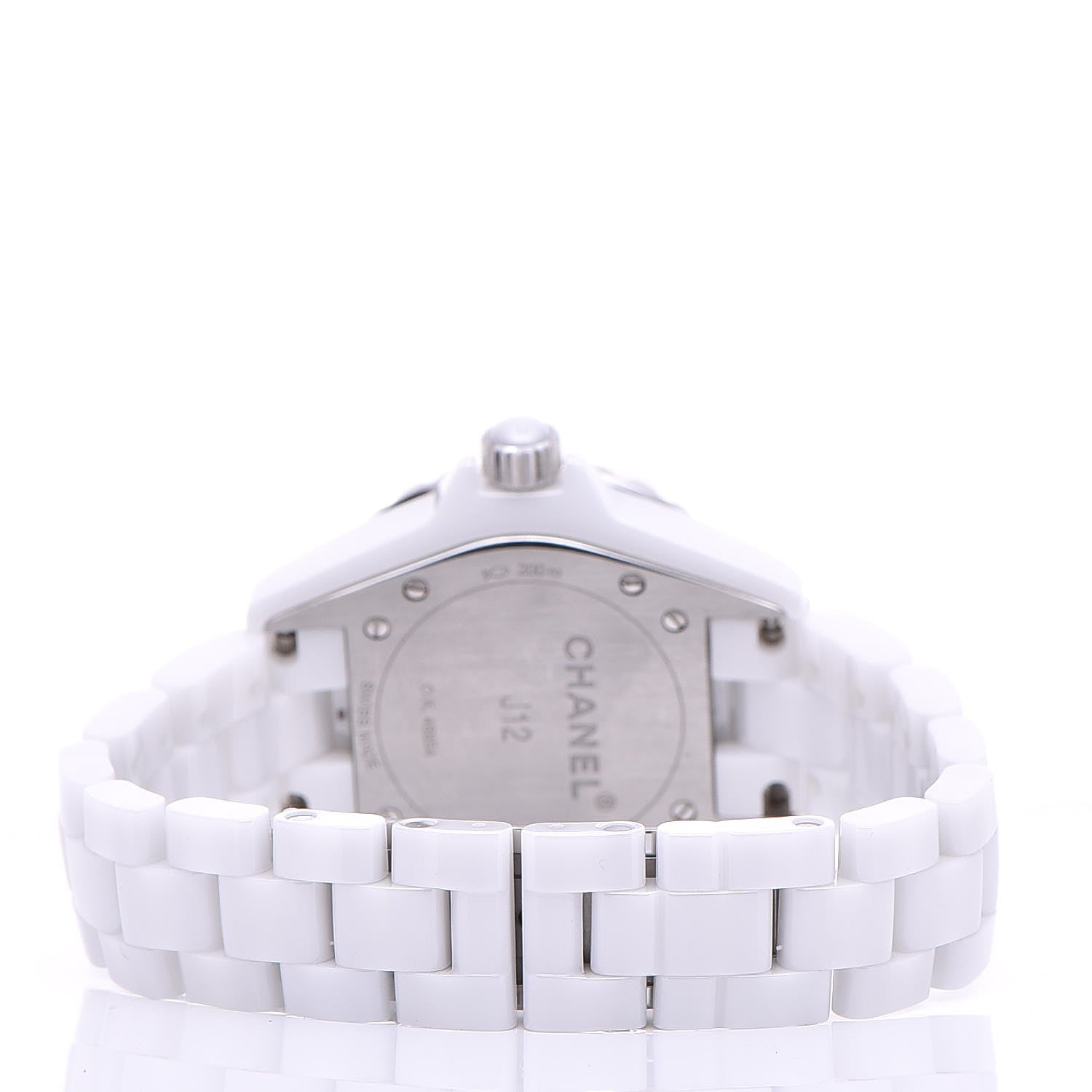 Chanel Stainless Steel Ceramic Diamond 33mm J12 Quartz Watch White 4 of 7