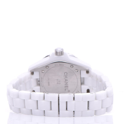 Chanel Stainless Steel Ceramic Diamond 33mm J12 Quartz Watch White 4 of 7