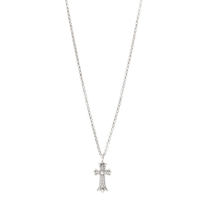 Chrome Hearts Sterling Silver Diamond Double Cross Pendant Necklace 1 of 5