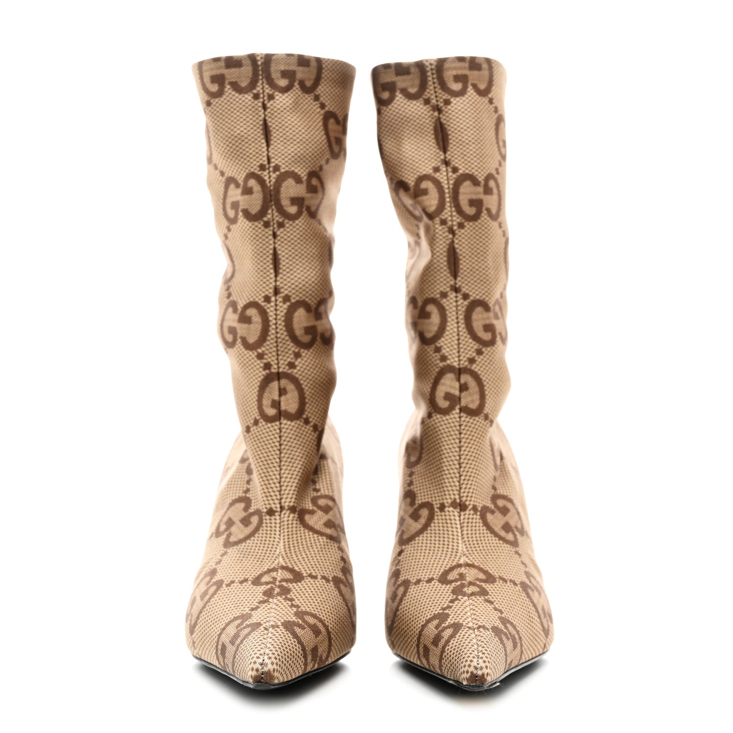 Balenciaga X GUCCI Jersey Maxi GG Monogram Crepe Knife Booties 39 Camel Ebony 2 of 7