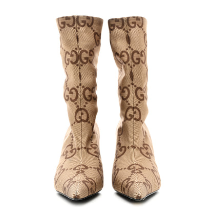 Balenciaga X GUCCI Jersey Maxi GG Monogram Crepe Knife Booties 39 Camel Ebony 2 of 7