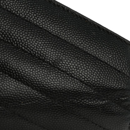 Saint Laurent Grain De Poudre Matelasse Chevron Monogram Flap Wallet Black 13 of 13