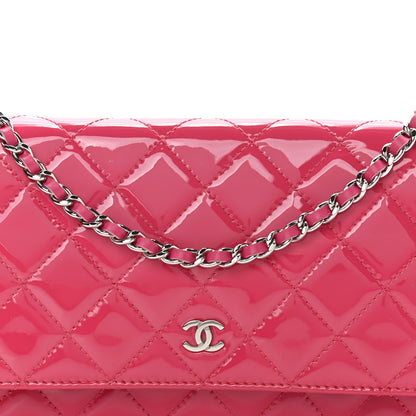 Chanel Patent Quilted Wallet On Chain WOC Fuchsia 9 of 11