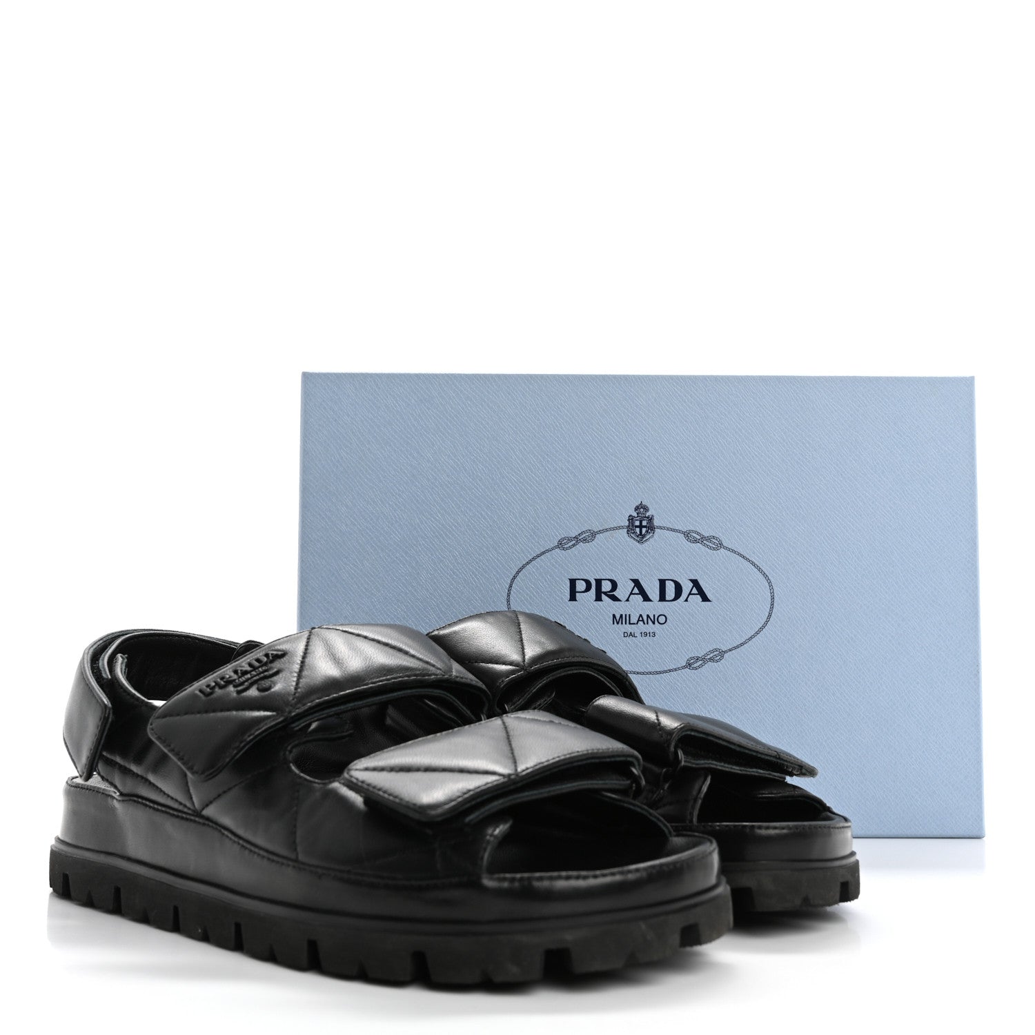 Prada Nappa Quilted Padded Slingback Sandals 37.5 Black 17 of 17