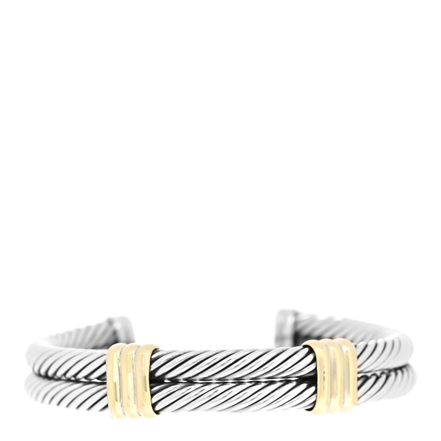 Sterling Silver 14K Yellow Gold 10mm Double Bracelet