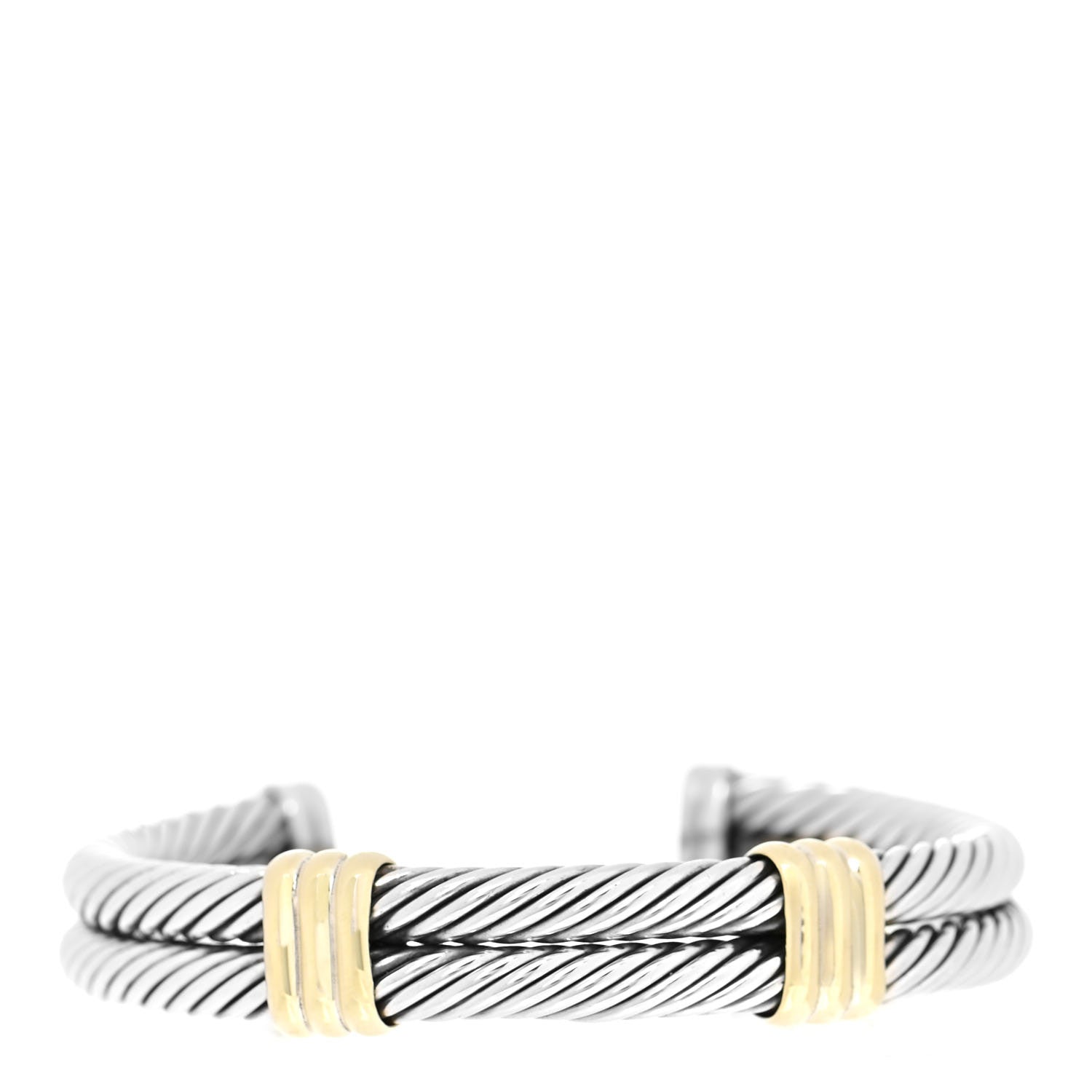 David Yurman Sterling Silver 14K Yellow Gold 10mm Double Bracelet 1 of 5