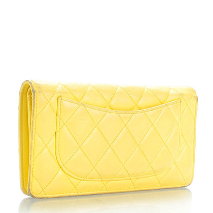 Chanel Lambskin Quilted Yen Wallet Yellow 3 of 11