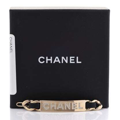 Chanel Metal Lambskin Strass Sergeant Hair Clip Barrette Black Gold 4 of 4