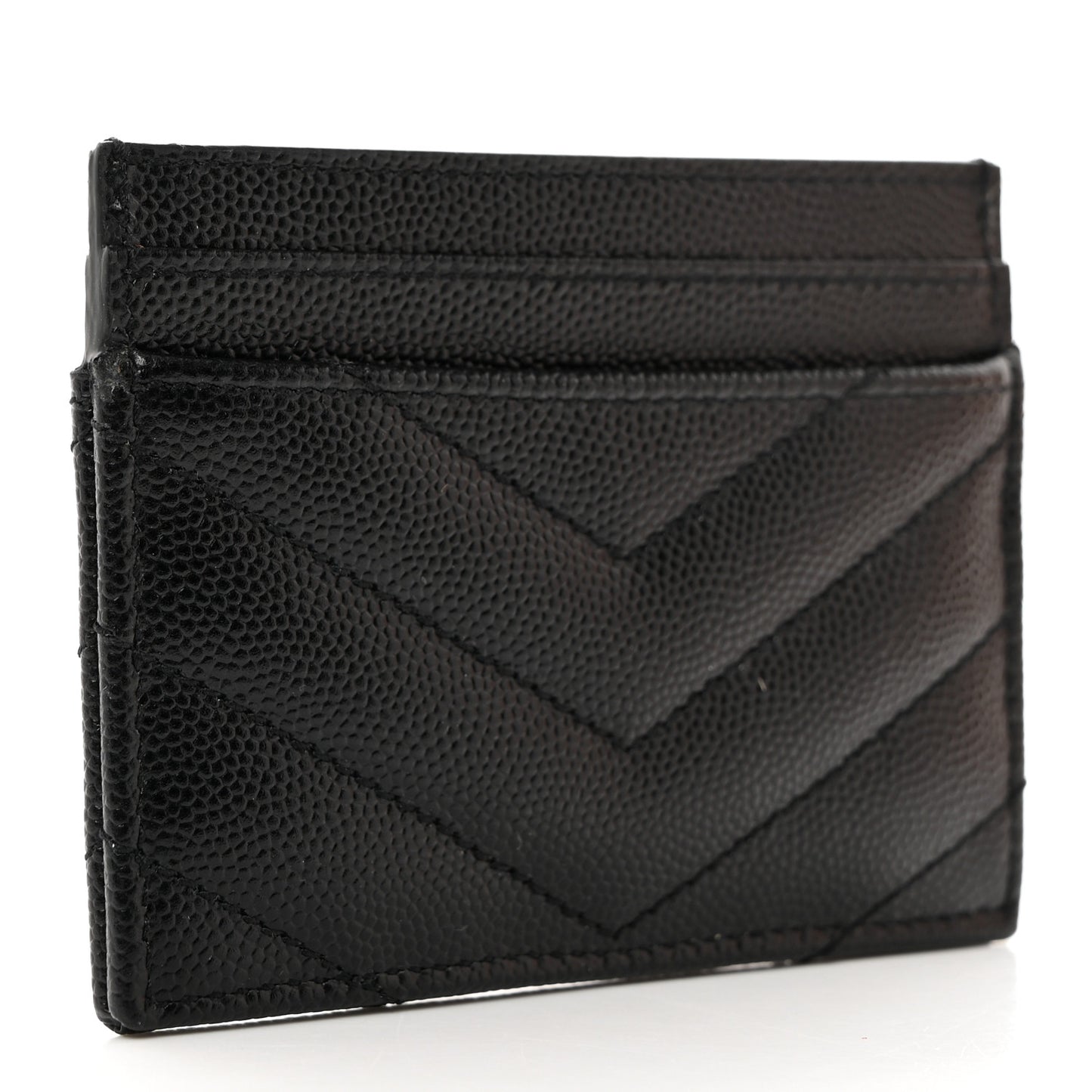 Grain De Poudre Matelasse Chevron Monogram Credit Card Case Black