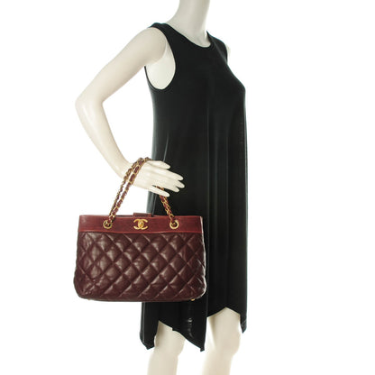 Chanel Calfskin Quilted Medium Soft Elegance Tote Burgundy 2 of 7