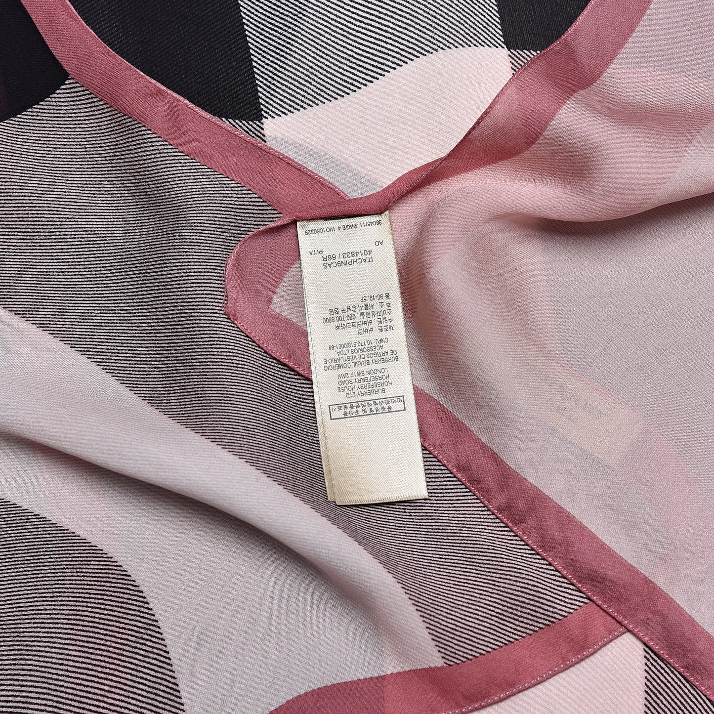 Silk Giant Check Scarf Pink