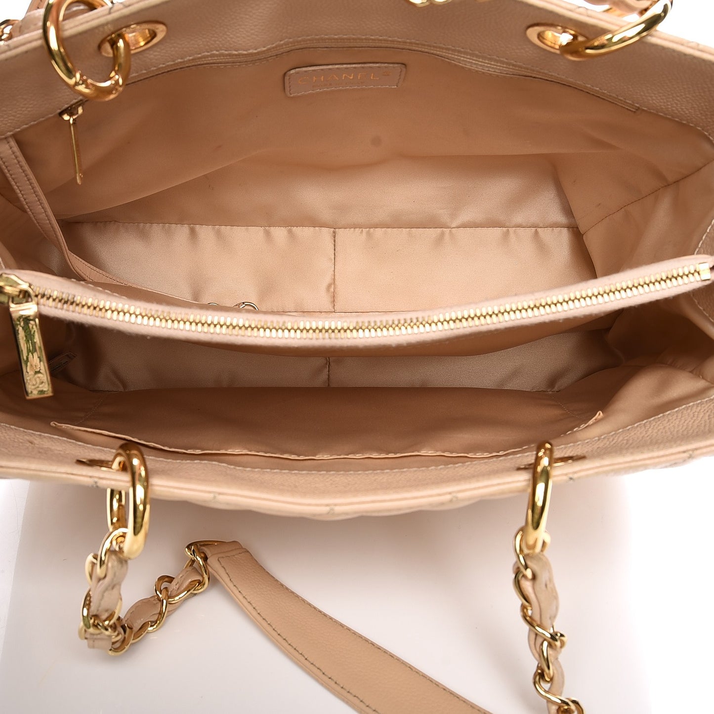 Caviar Quilted Grand Shopping Tote GST Beige Clair