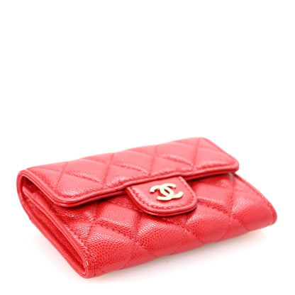 Chanel Caviar Quilted Flap Card Holder Wallet Red 4 of 9