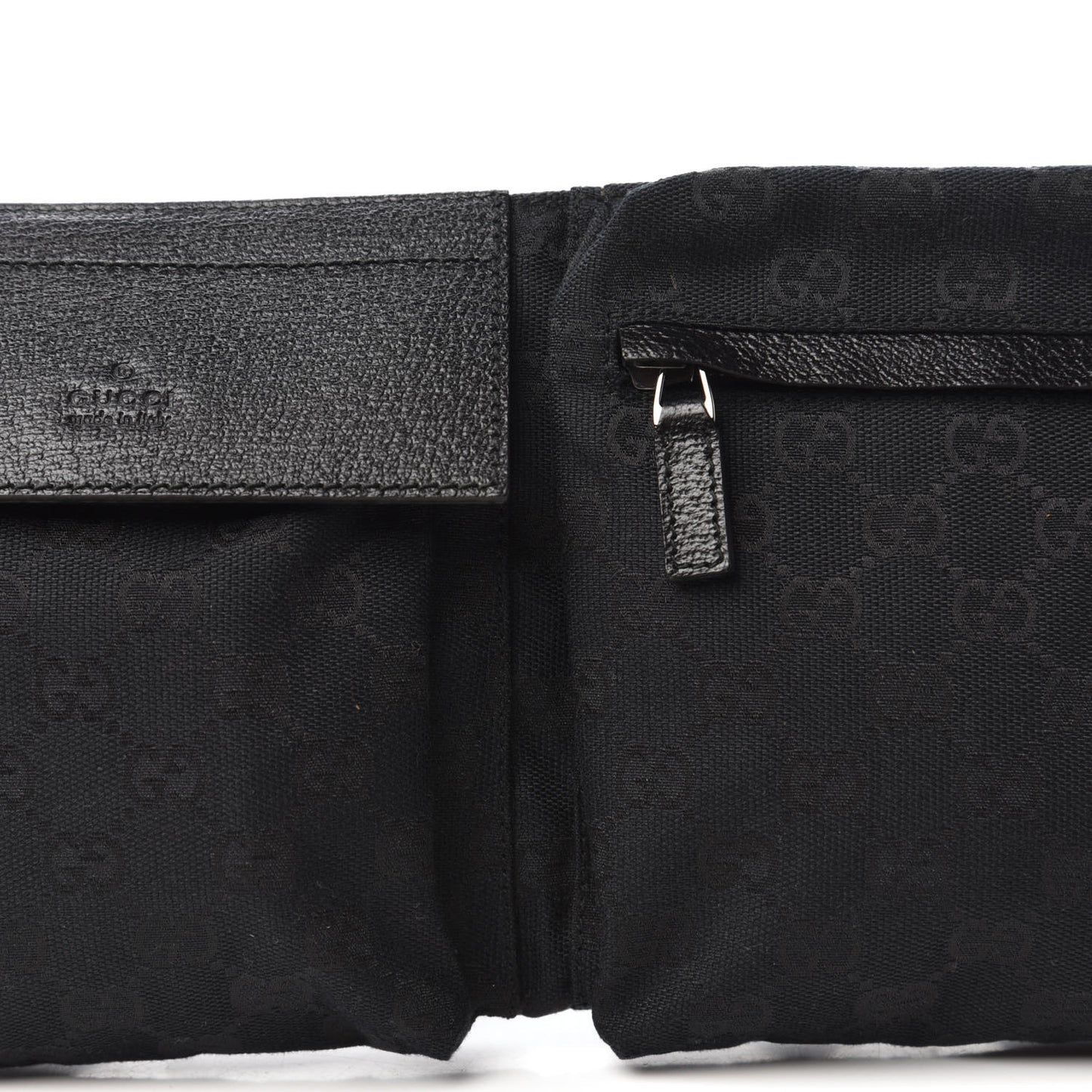 GG Monogram Double Pocket Belt Bag Black