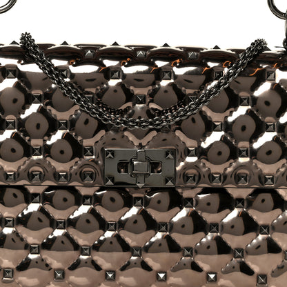 Valentino Garavani Metallic Patent Medium Rockstud Spike Shoulder Bag Rutenio 8 of 10