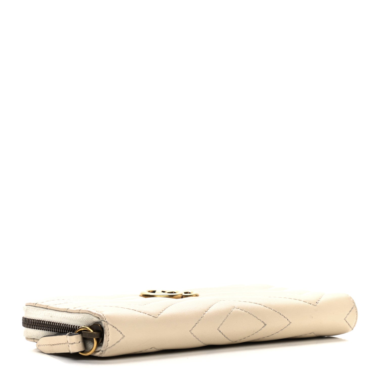 Gucci Calfskin Matelasse GG Marmont Zip Around Wallet White 4 of 12