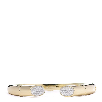 John Hardy 18K Yellow Gold Diamond Bamboo Kick Cuff Bracelet 1 of 5