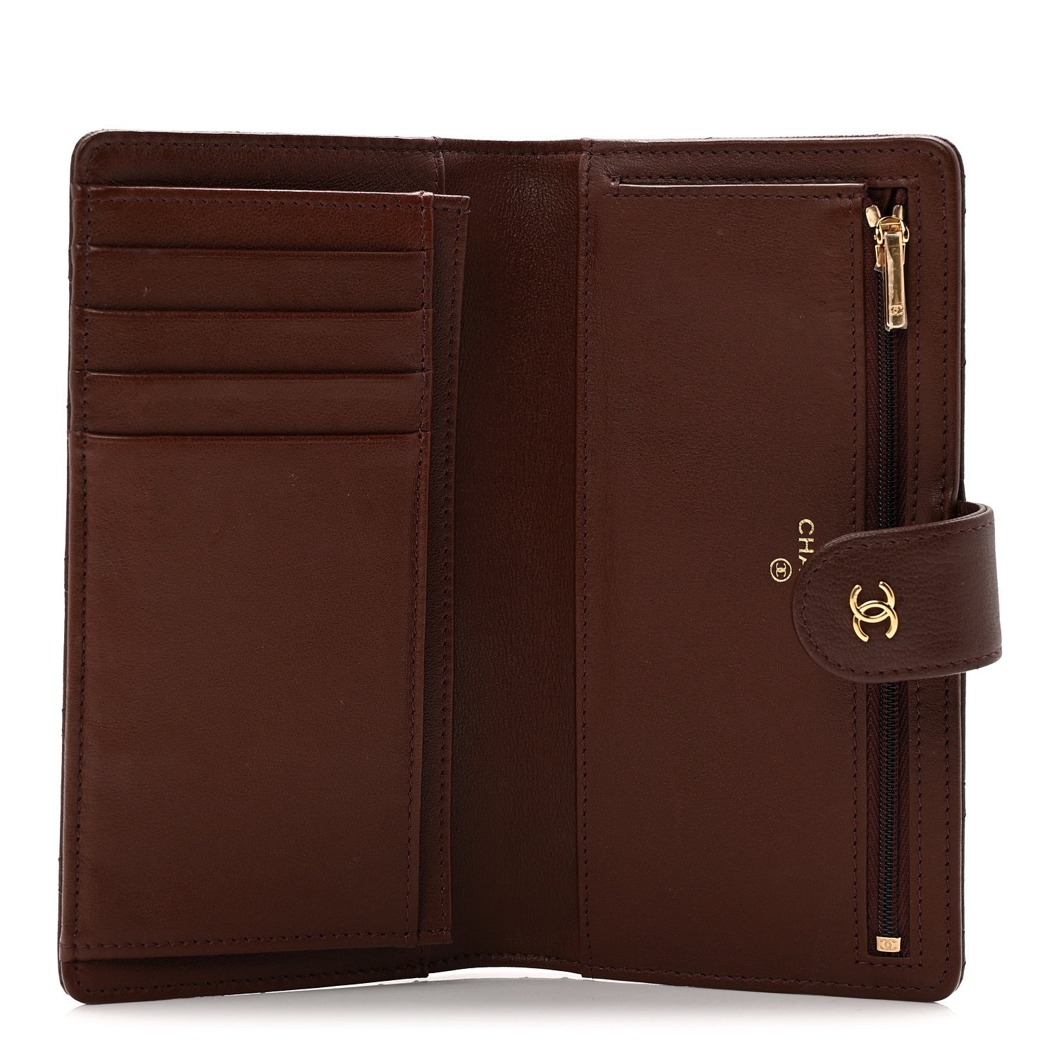 Chanel Goatskin Quilted French Long Wallet Burgundy 5 of 8