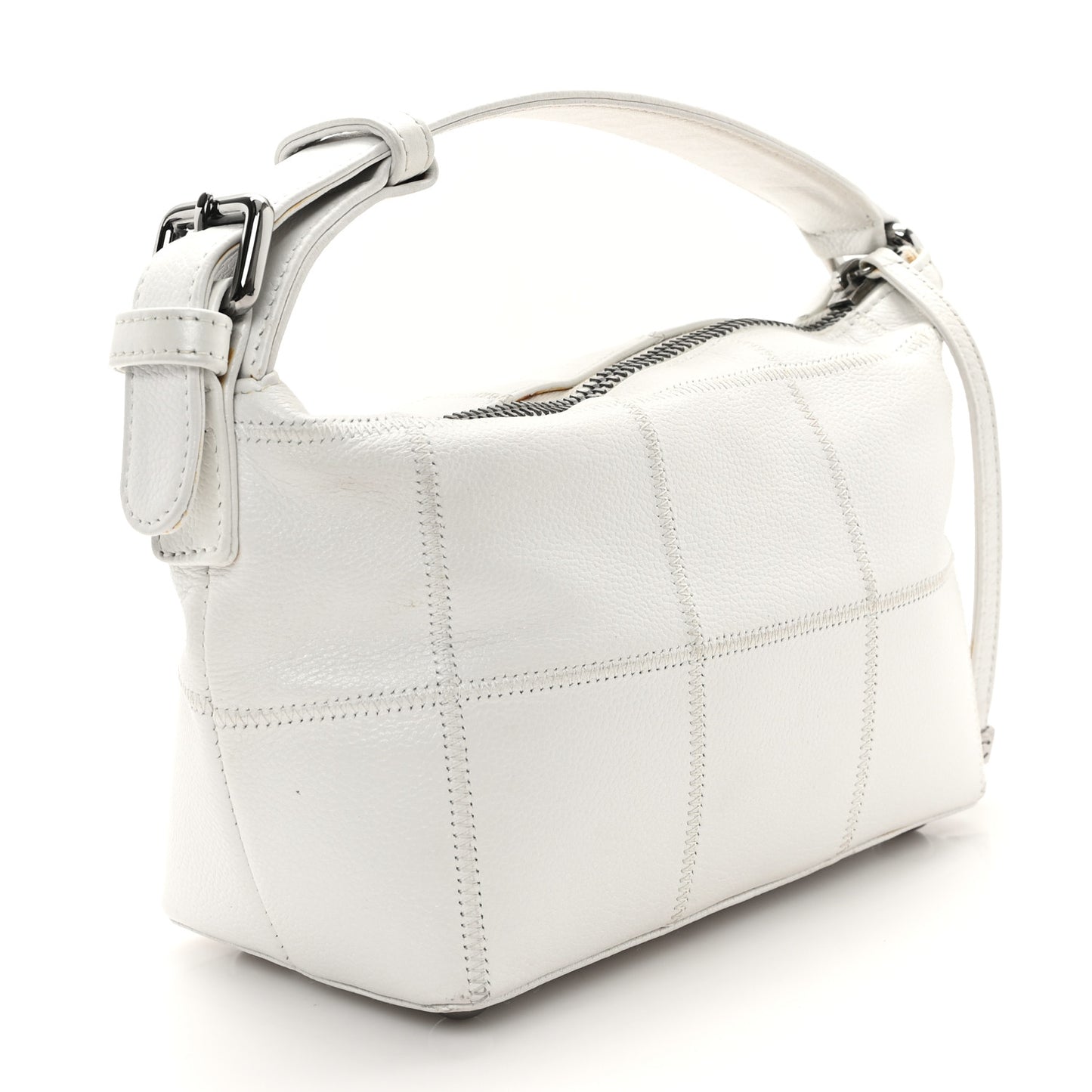 Caviar Square Stitched Bag White