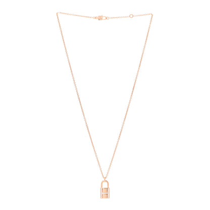 Hermes 18K Rose Gold Diamond Amulettes Cadenas Pendant Necklace 3 of 5