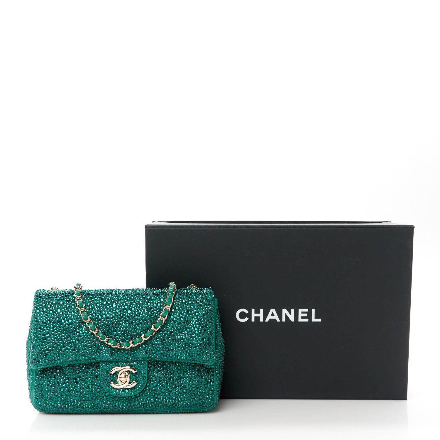 Chanel Lambskin Crystal Diamante Small Flap Green 12 of 12