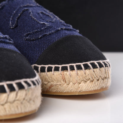 Chanel Linen CC Espadrilles 38 Blue Black 12 of 13