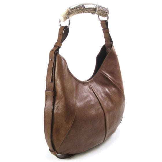 Saint Laurent Leather Mombasa Horn Bag Brown 3 of 8