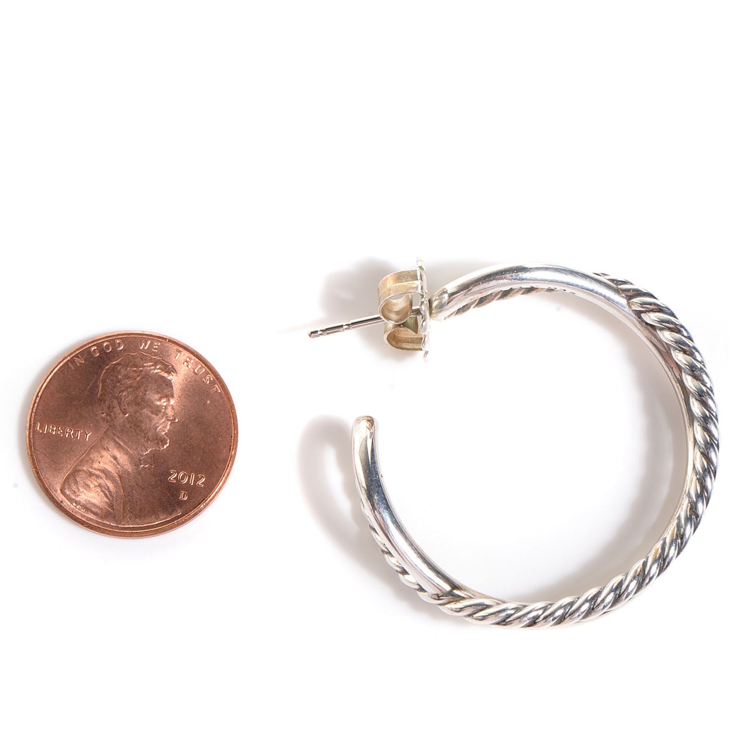 Sterling Silver 34mm Crossover Cable Hoop Earrings