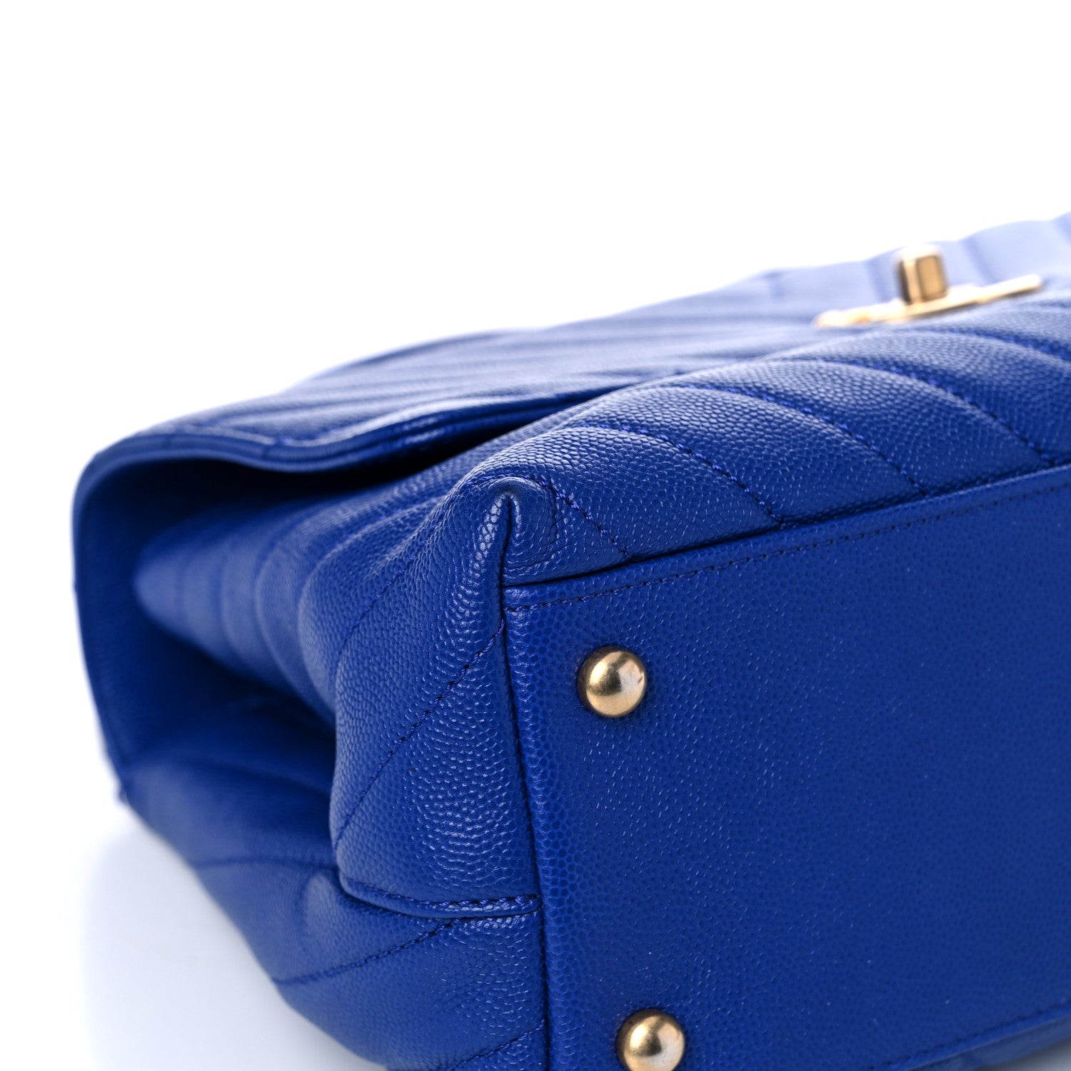Chanel Caviar Chevron Quilted Small Coco Handle Flap Blue 5 of 11