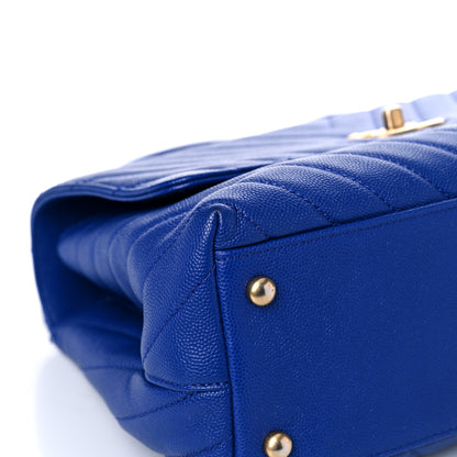 Chanel Caviar Chevron Quilted Small Coco Handle Flap Blue 5 of 11