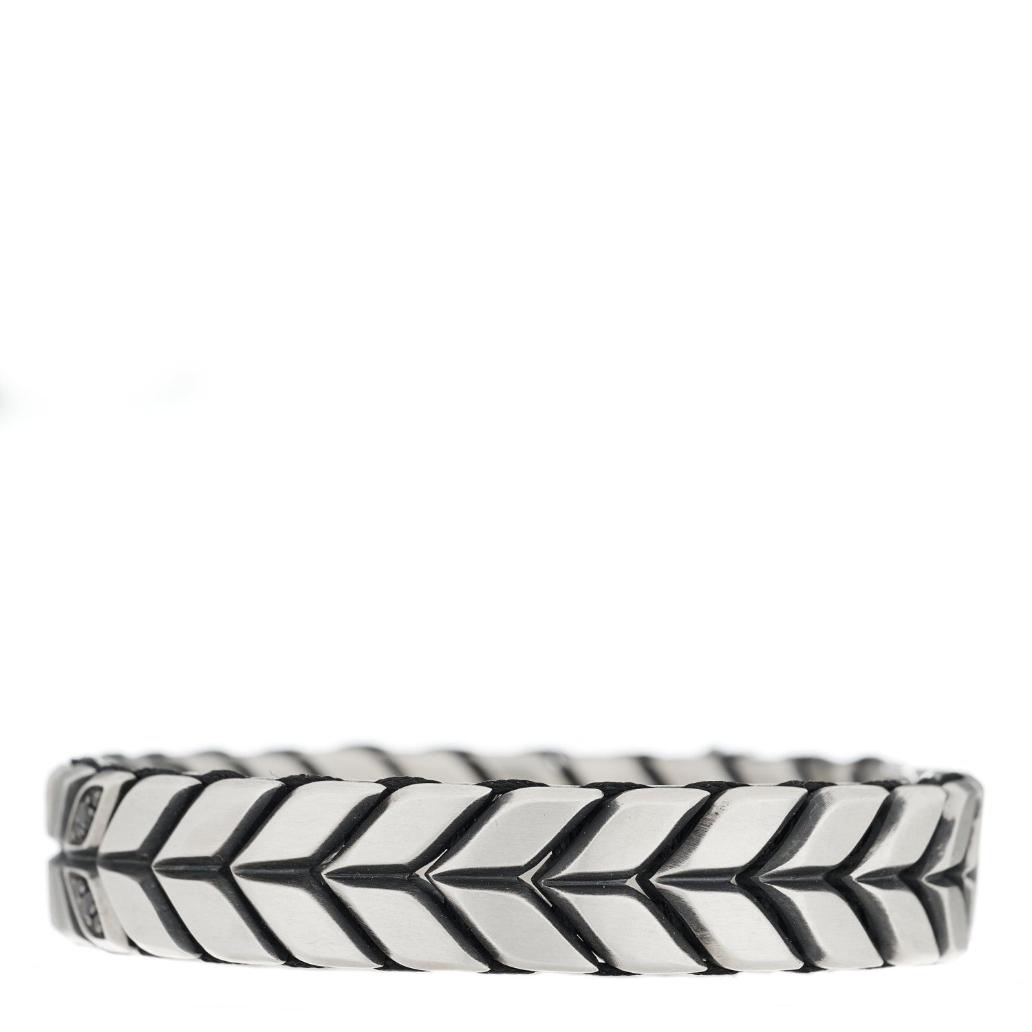 David Yurman Sterling Silver Black Diamond Chevron Bracelet 2 of 8
