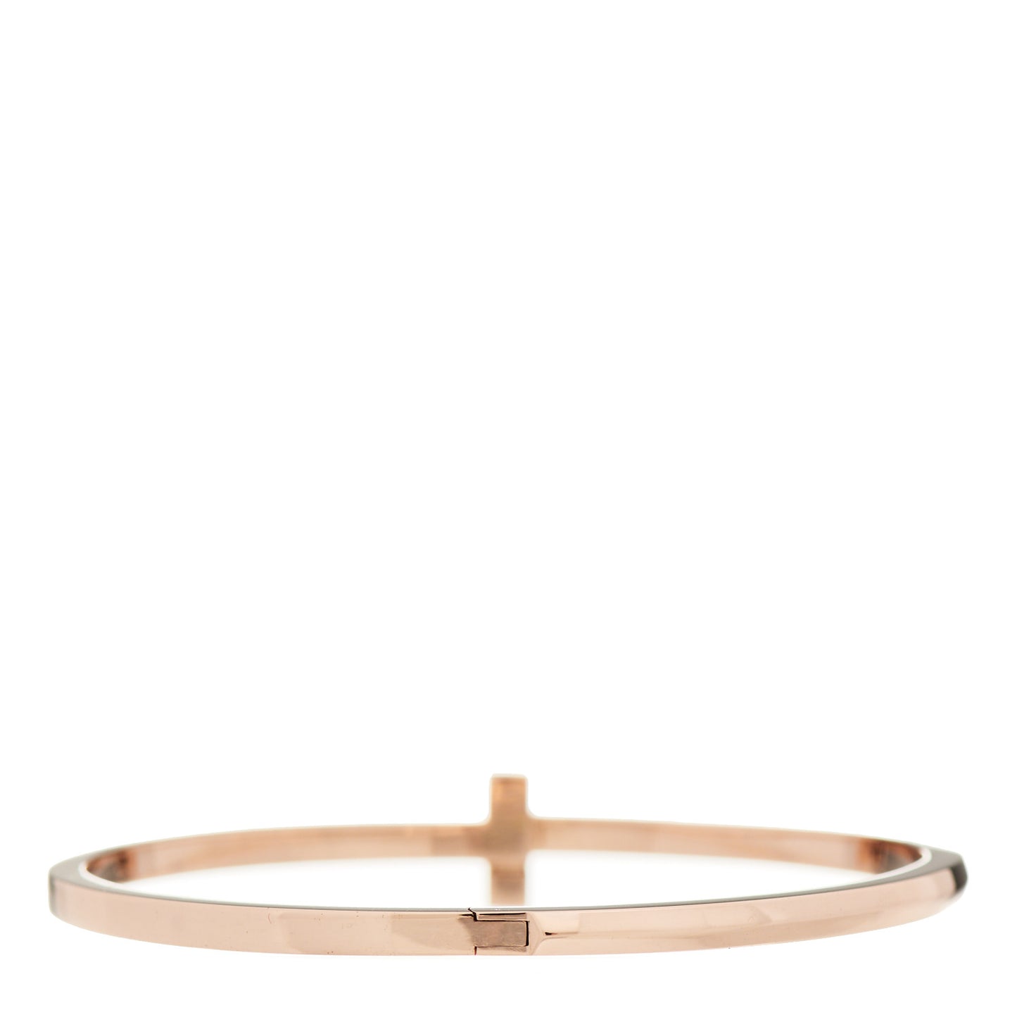 18K Rose Gold Narrow T T1 Hinged Bangle Bracelet