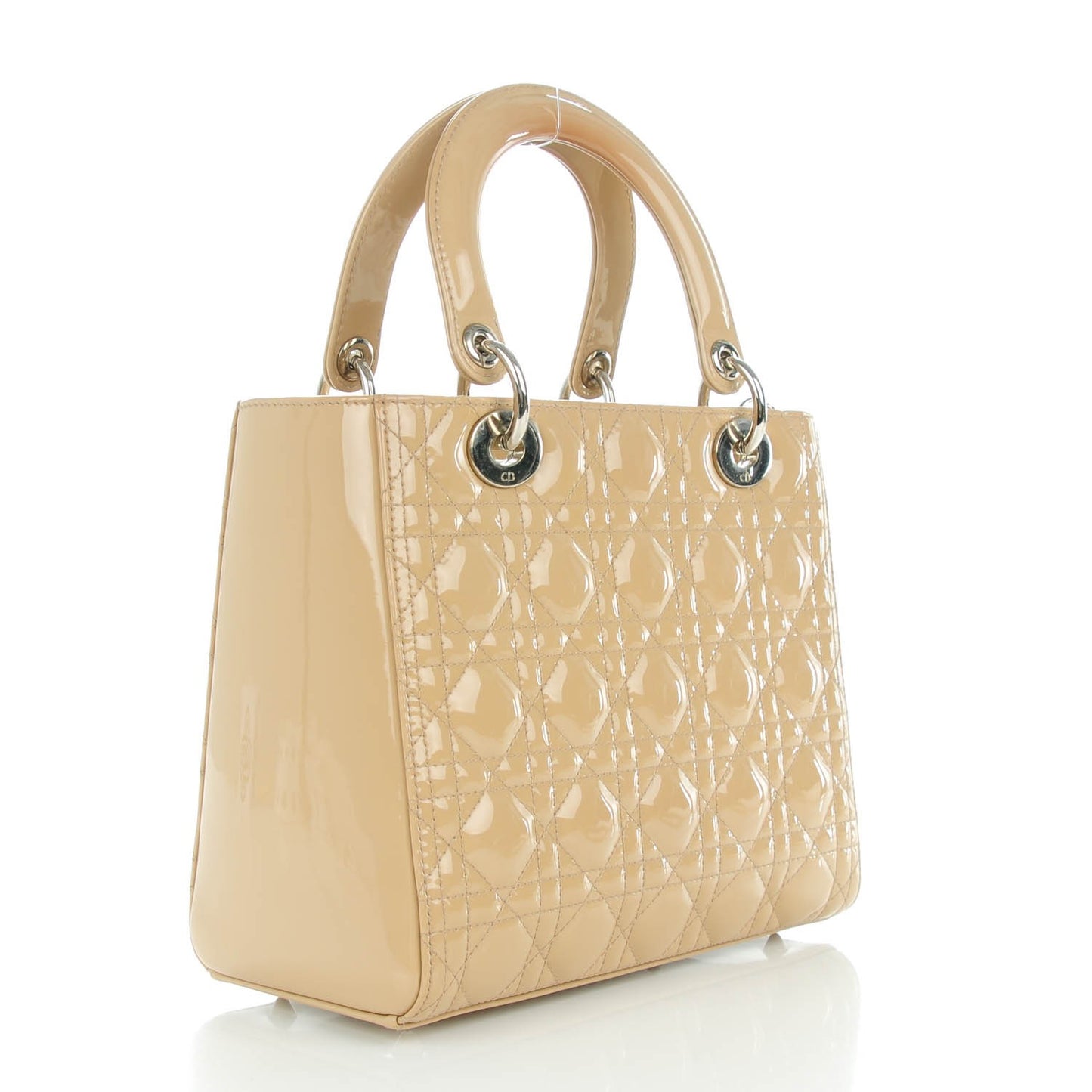 Patent Cannage Medium Lady Dior Beige