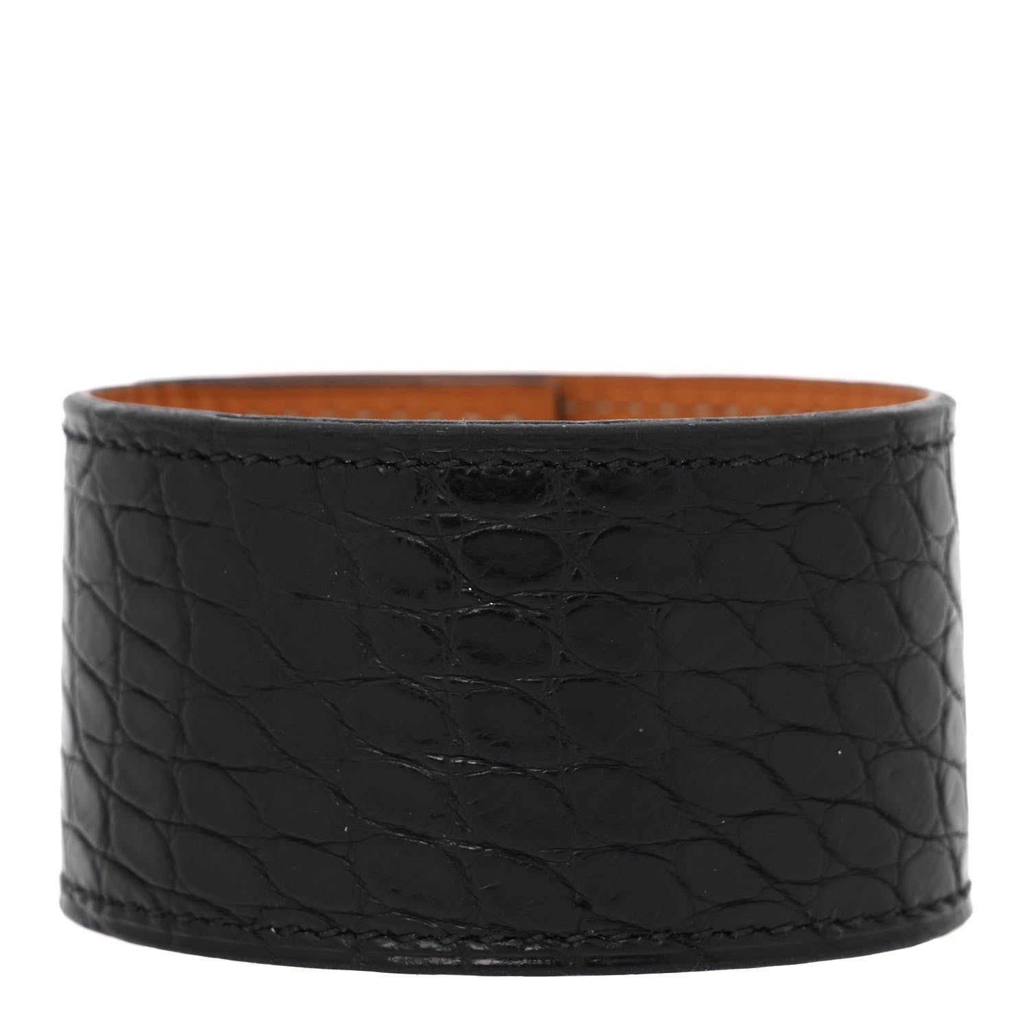 Hermes Shiny Alligator Kelly Dog Bracelet S Black 3 of 7
