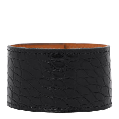 Hermes Shiny Alligator Kelly Dog Bracelet S Black 3 of 7