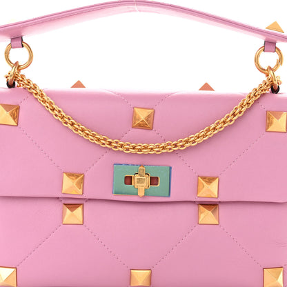 Valentino Garavani Nappa Large Roman Stud Shoulder Bag Giacinto 7 of 9