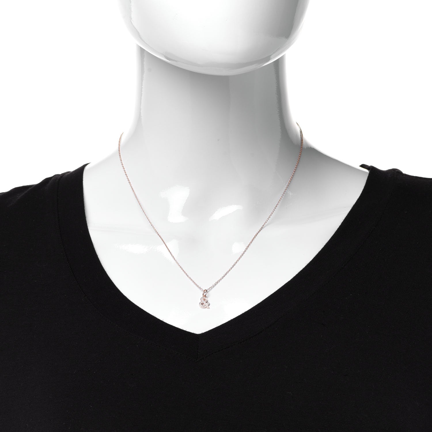 Tiffany 18K Rose Gold Diamond Medium Ampersand Pendant Necklace 2 of 7