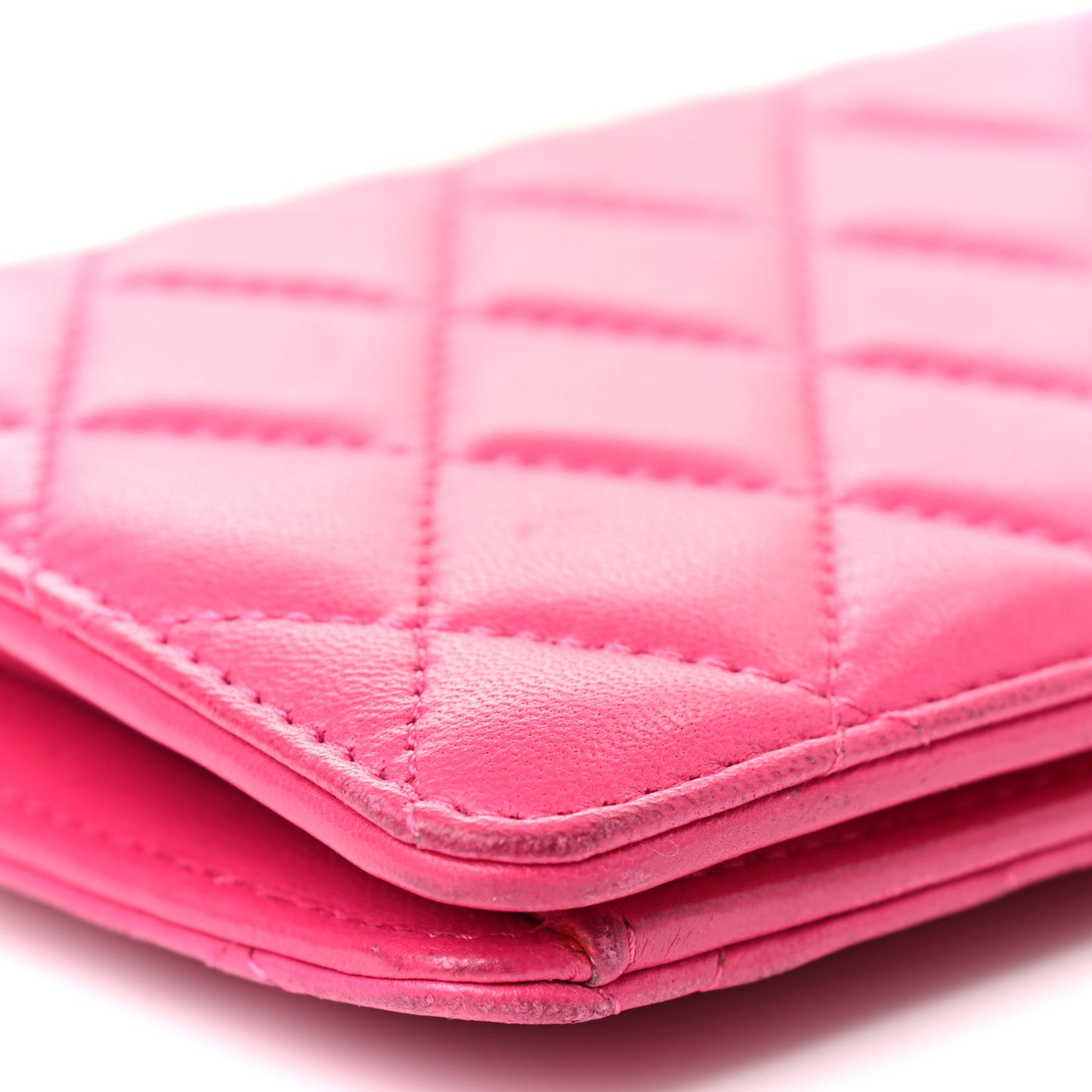 Lambskin Quilted Yen Wallet Fuchsia