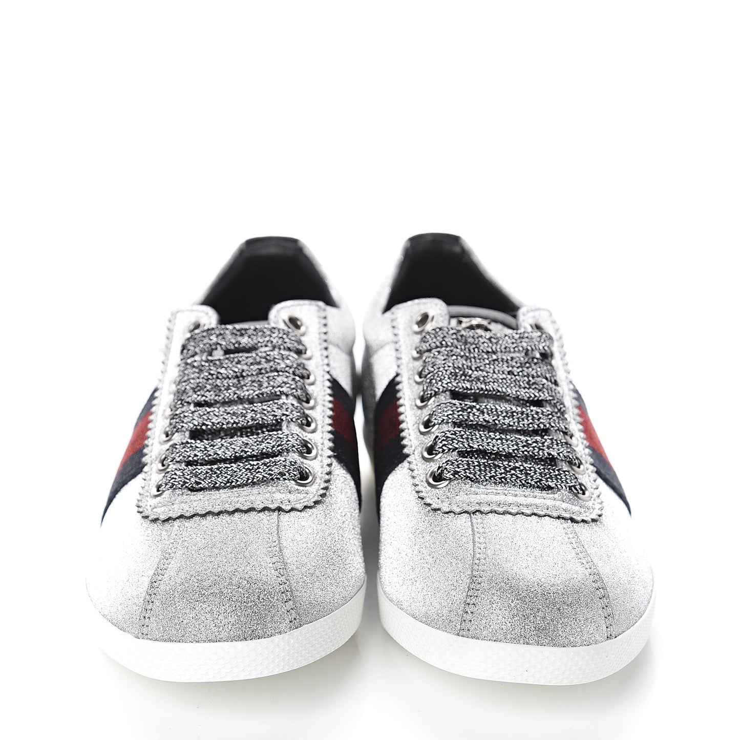 Glitter Fabric Studded Web Sneakers 35.5 Silver