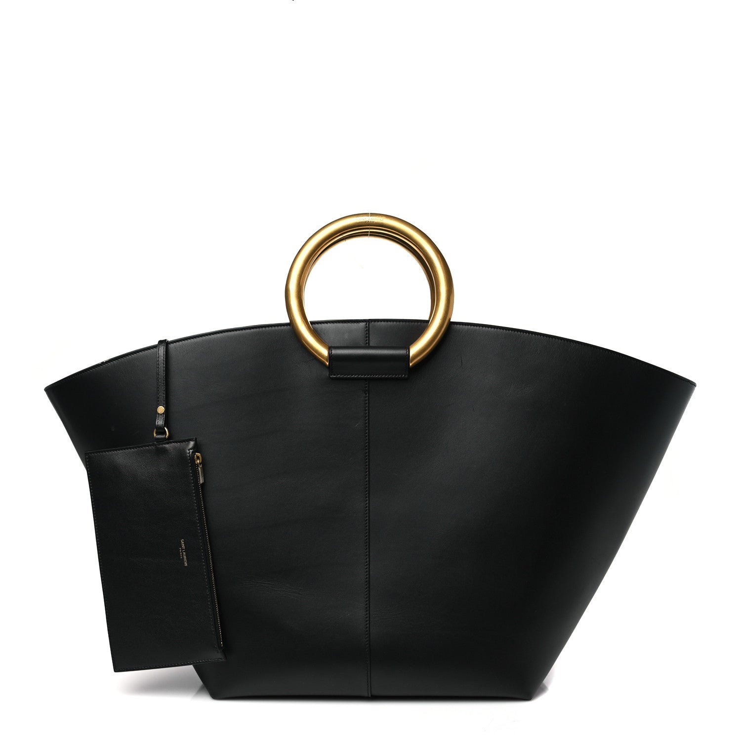 Saint Laurent Smooth Calfskin Maxi Trapezoid Shopping Tote Black 3 of 11