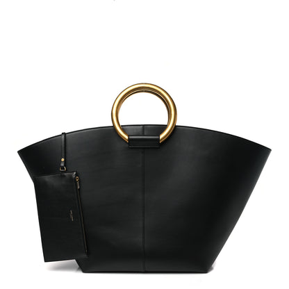 Saint Laurent Smooth Calfskin Maxi Trapezoid Shopping Tote Black 3 of 11